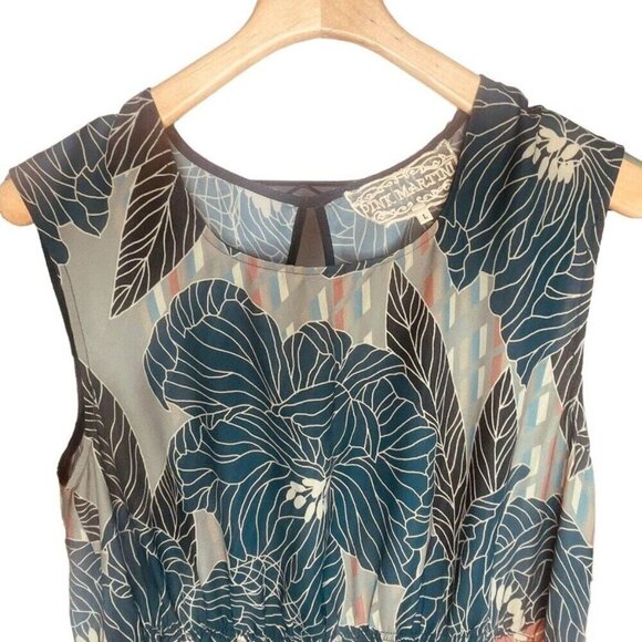 Pink Martini | Floral Sleeveless Midi Dress Navy Multi Boho Resort Size L | EUC - Picture 4 of 12